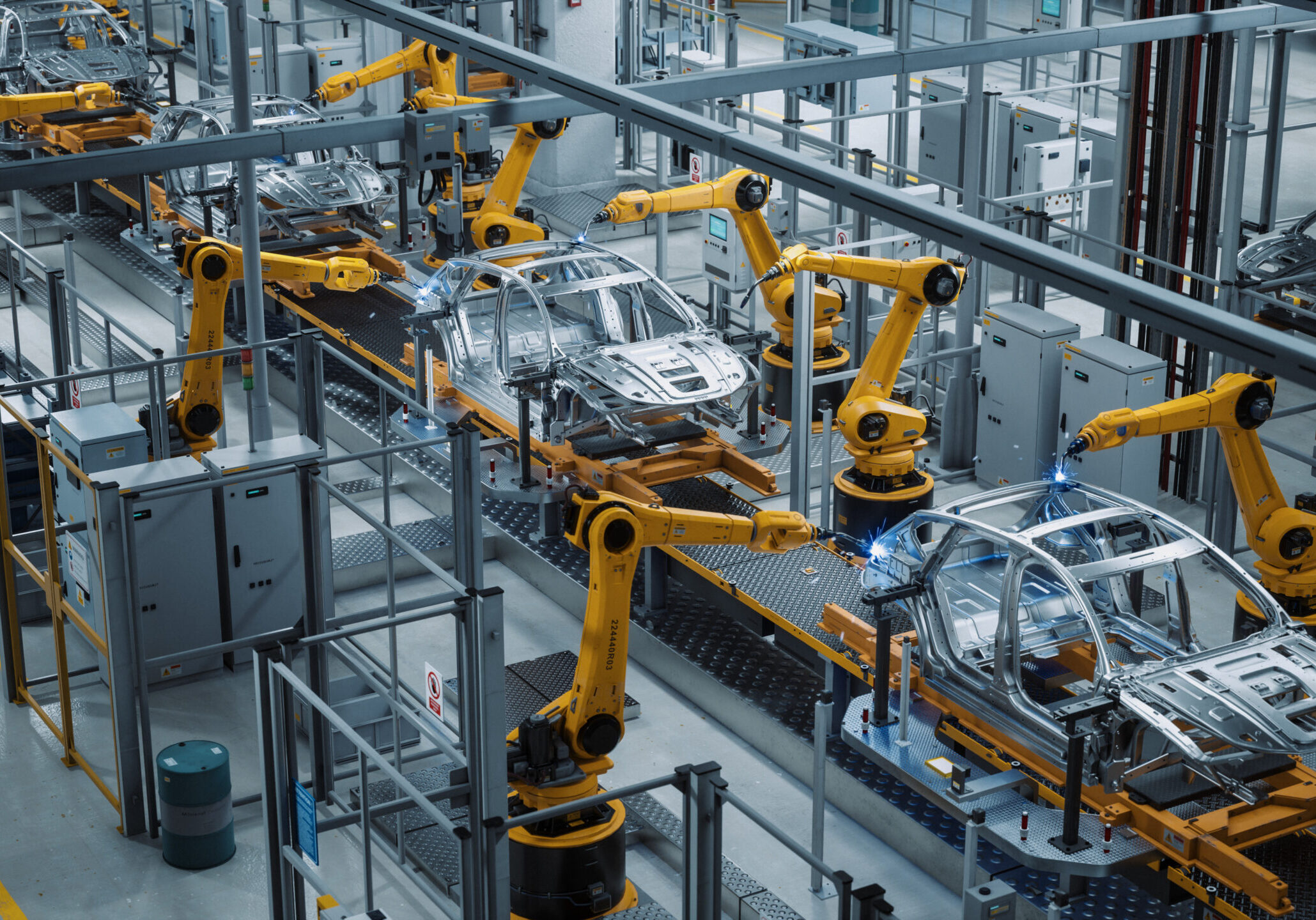 Robots producing cars Robots producing cars